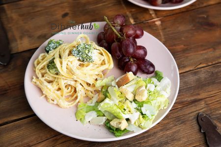 Vegetarian Alfredo Pasta w Caesar Salad & Grapes